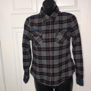 Plaid & Jean Long-Sleeve Top